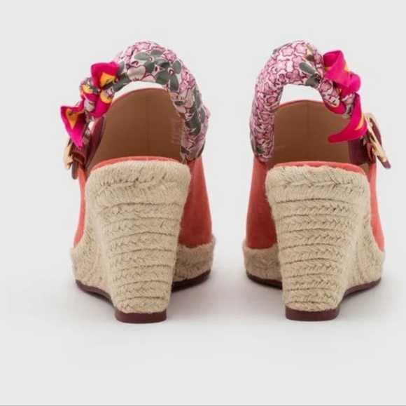 Coach Coral Suede Wedges with Floral Accent - Picture 3 of 4
